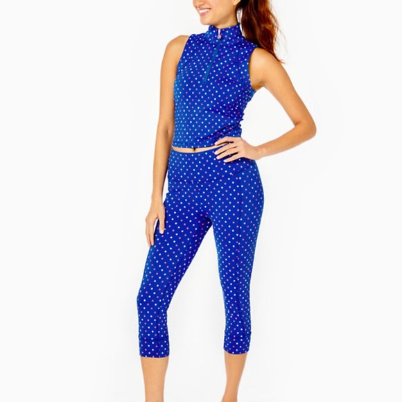 Lilly Pulitzer UPF 50+ Luxletic Callie Half-Zip borealis blue Lilly squared Med - Picture 7 of 12